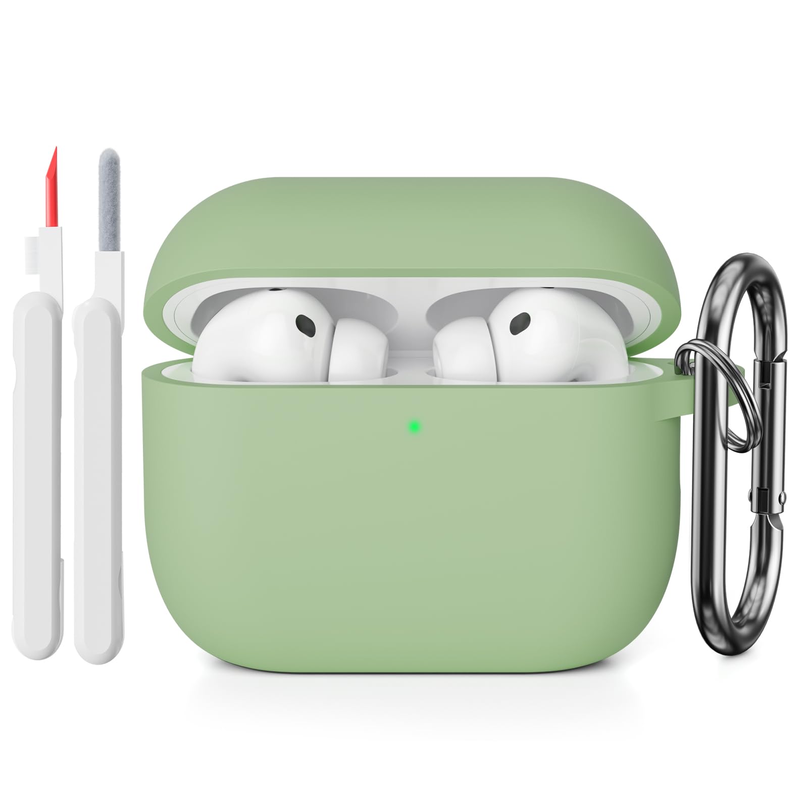 KOKOKA Funda de Silicona Compatible con AirPods Pro 3.ª Generación con Kit de Limpiador, Anti-rasguños, Anti-Polvo, Funda Case Silicona para AirPods Pro 3 con Mosquetón, LED Frontal Visible, Negro — view 52