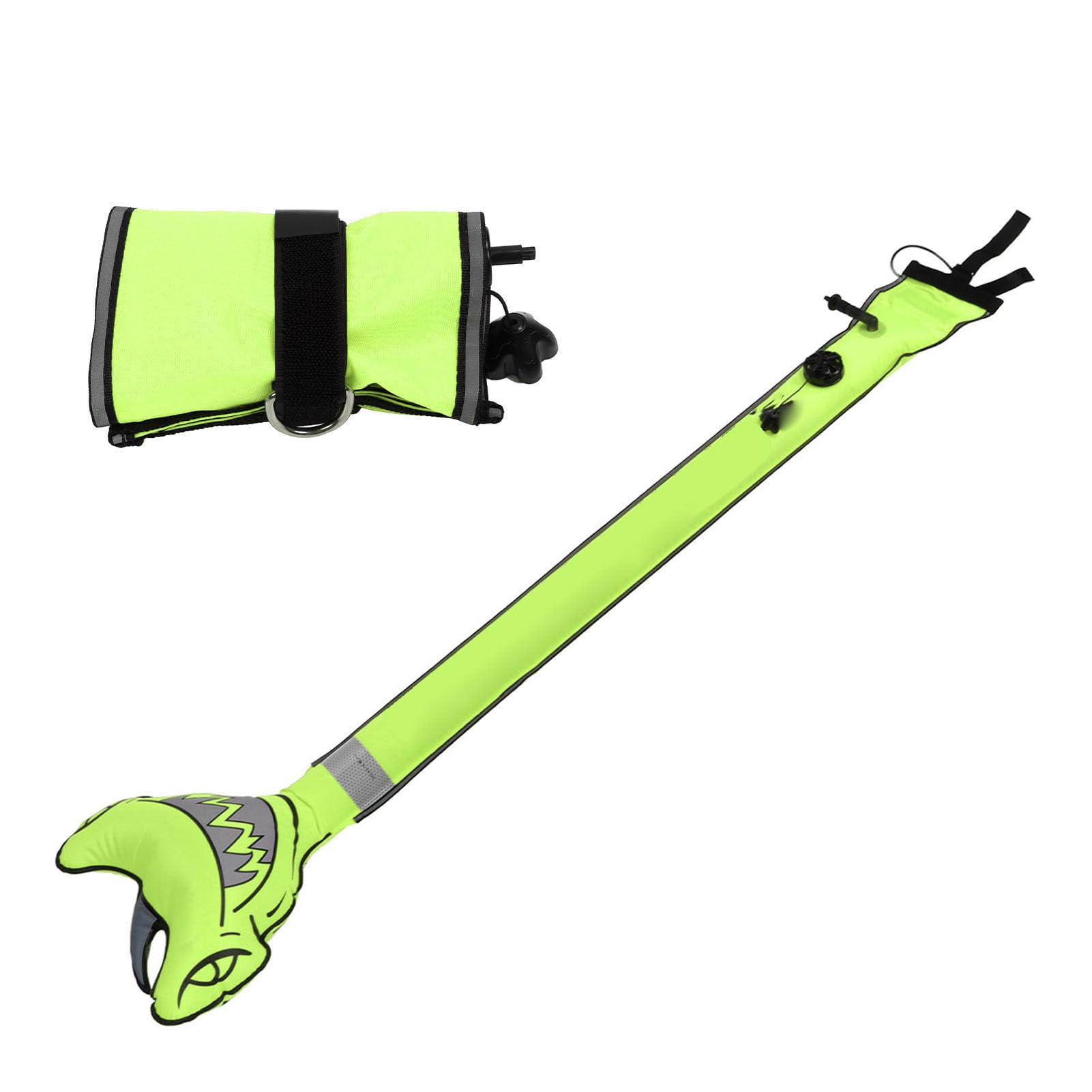 Boa di segnalazione di superficie, gonfiabile, tubo di sicurezza ad alta visibilità, boa subacquea per snorkeling, pesca subacquea, materiale in nylon, 150 x 36,5 cm