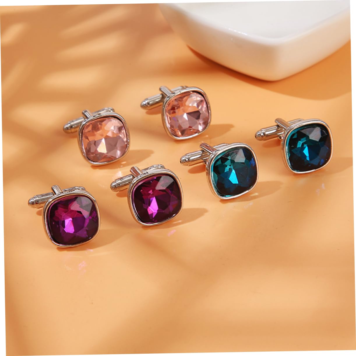 FRCOLOR Gemelos De De Cristal Acicalar A Él Marido De Bodas Negro Padre Botón De De Diario Renovable Camisa De Los Hombres Gemelos Taladro De Vidrio