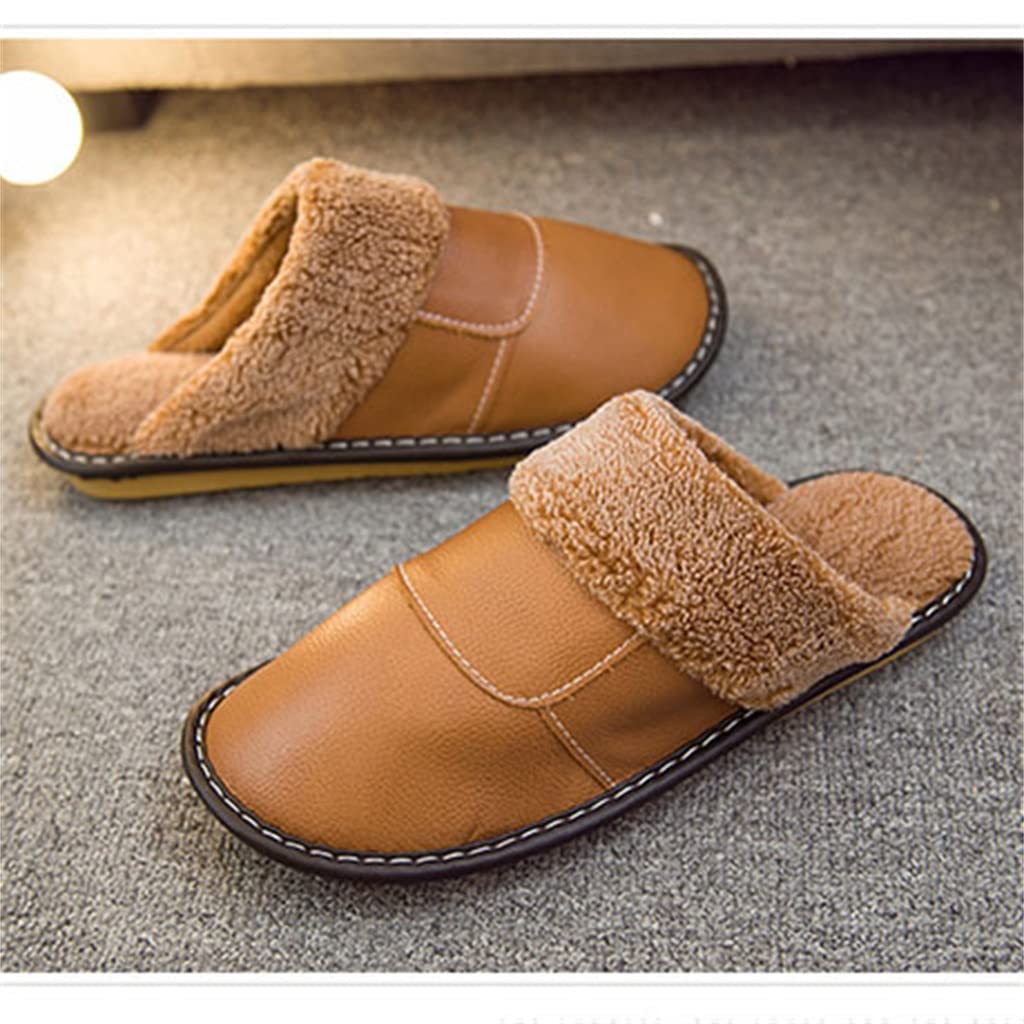 Generico Pantofole da Uomo in Pelle, Calde E Spesse, Adatte per Luso Interno, Realizzate in Vera Pelle E Misto Cotone, Color Bordeaux (A 29(4243))