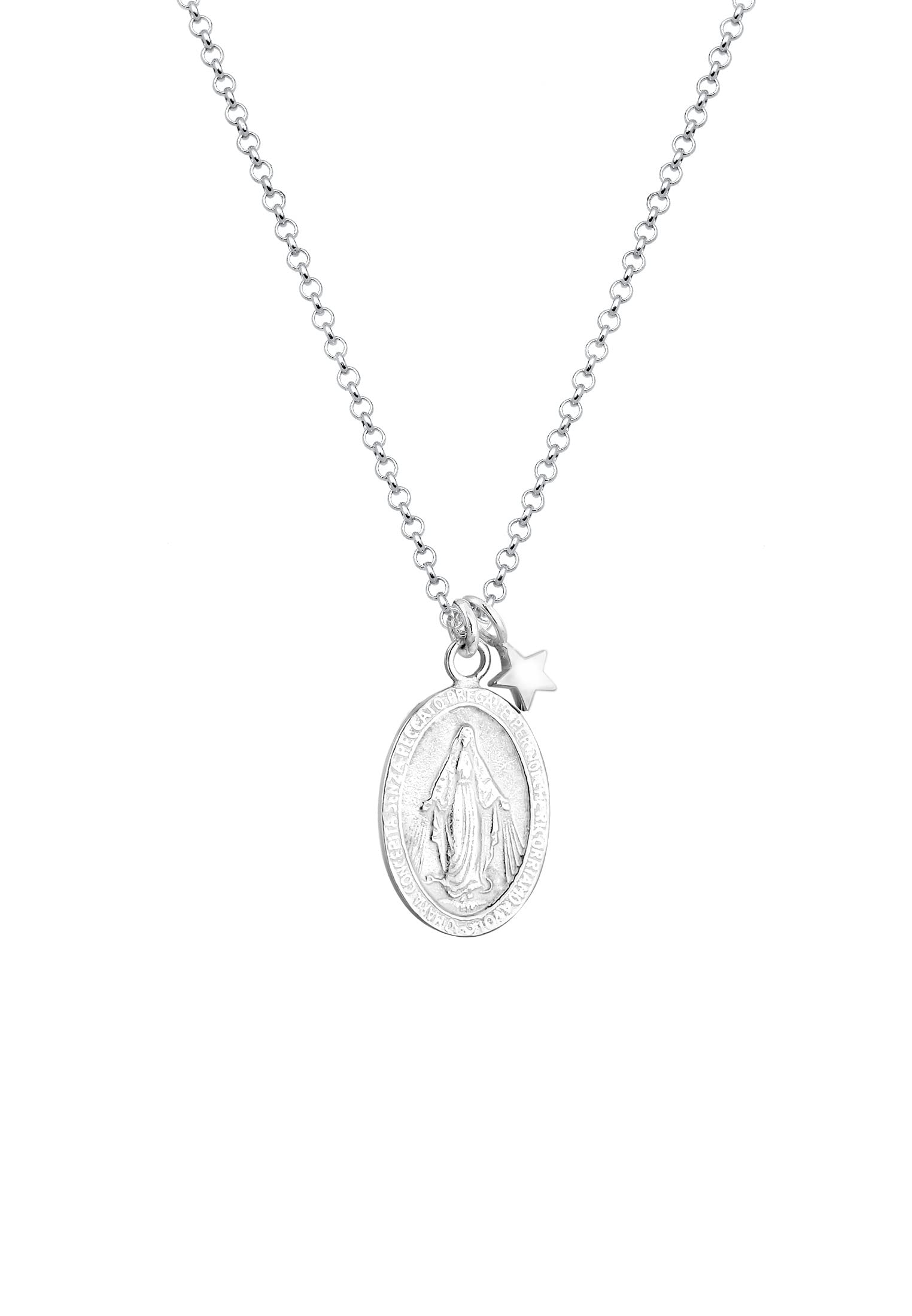 Elli Necklace Woman Virgin Mary Star Faith Ancient Look 925 Sterling Silver