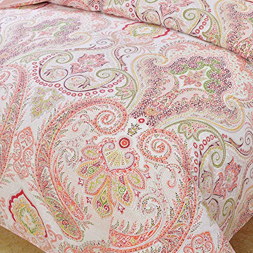 Softta Vintage King Size 3Pcs Duvet Cover Set Boho Golden Pink Paisley 100% Egyptian Silky Sateen Cotton Bedding Set Bedding Collection Pink #TOP2