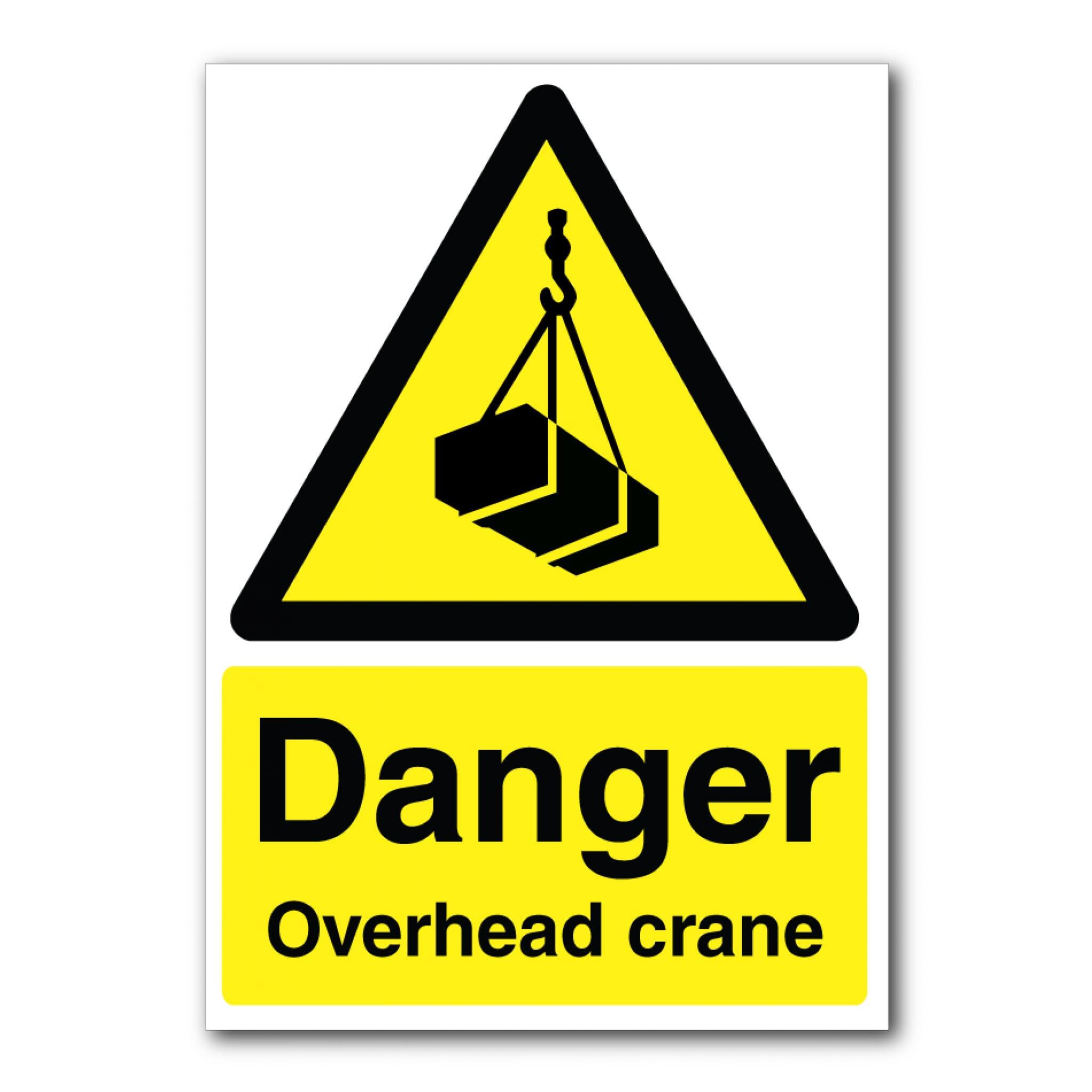 Danger Overhead Crane Sign, 12x8 Inch Metal Tin Sign, Overhead Machinery Hazard Warning for Construction and Factory Sites