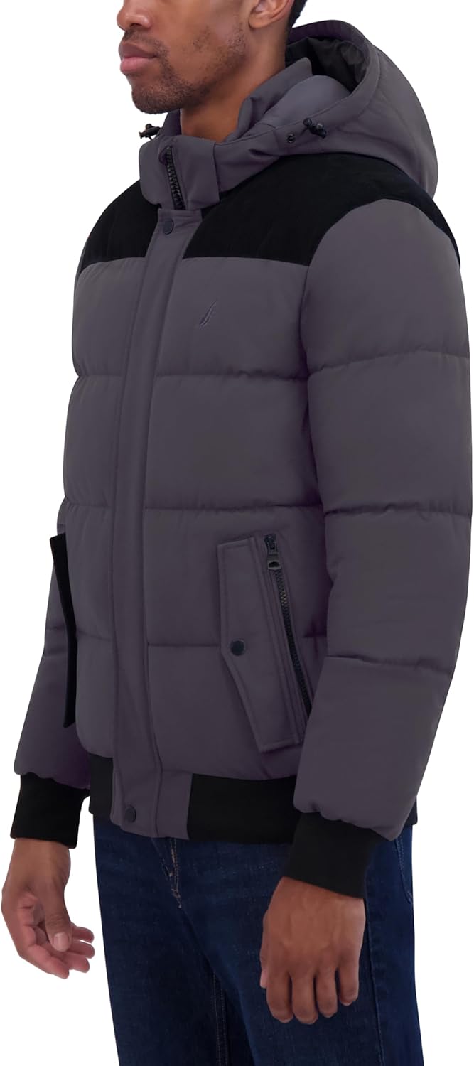 Nautica Men's Lightweight Mix Media Bomber Jacket – Mechanical Stretch Water-Resistant Coat - Image 3