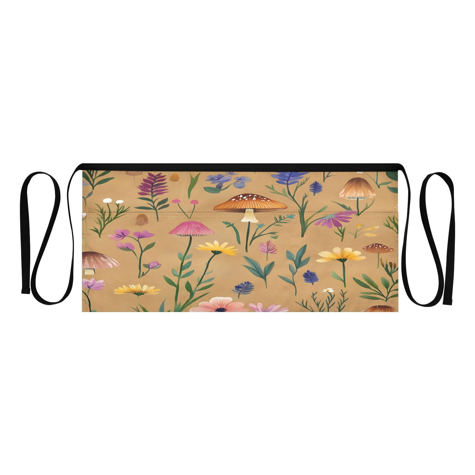 Kigai Mushroom Server Aprons for Men Women Water & Oil Resistant Waitress Waiter Waist Apron with 3 Pockets