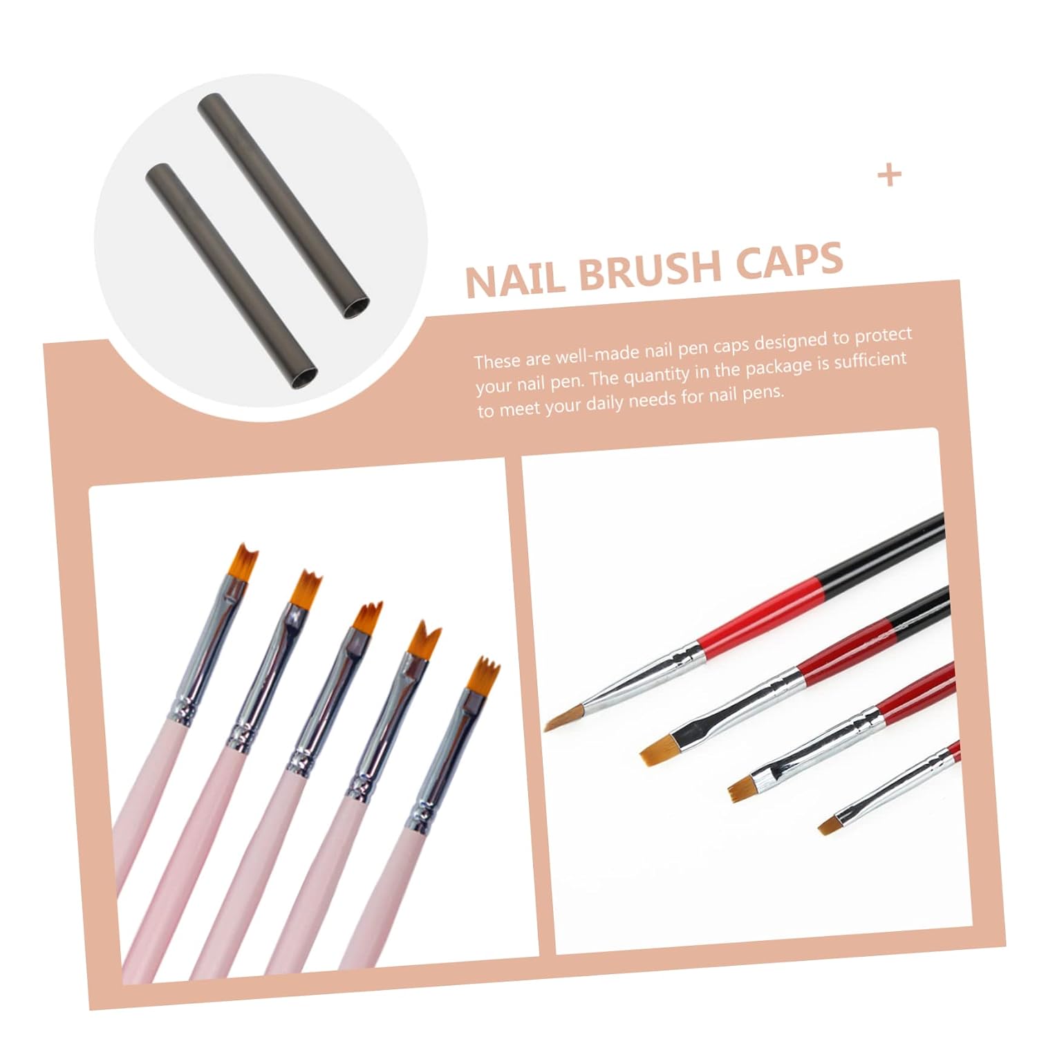 5PCS Sealed Light Nail Art Pen Caps Durable Manicure Pen Protectors Inner Metal Color for Nail Salon Supply and Home Use