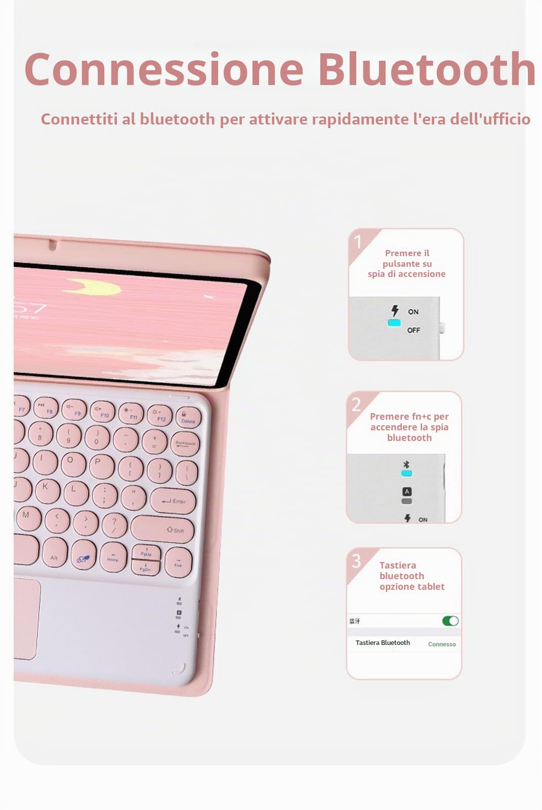 Custodia con tastiera per Xiaomi Pad 5 / Pad 5 Pro 11 pollici con mouse, tasti rotondi Tastiera touchpad wireless staccabile con trackpad per Xiaomi Pad 5 / Pad 5 Pro 11 pollici