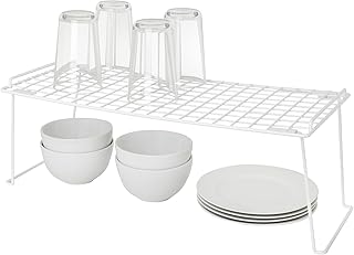 Smart Design Stacking Cabinet Shelf Rack - Extra Large 22 x 10 Inch - Steel Metal Wire - Cupboard, Plate, Dish, Counter an...