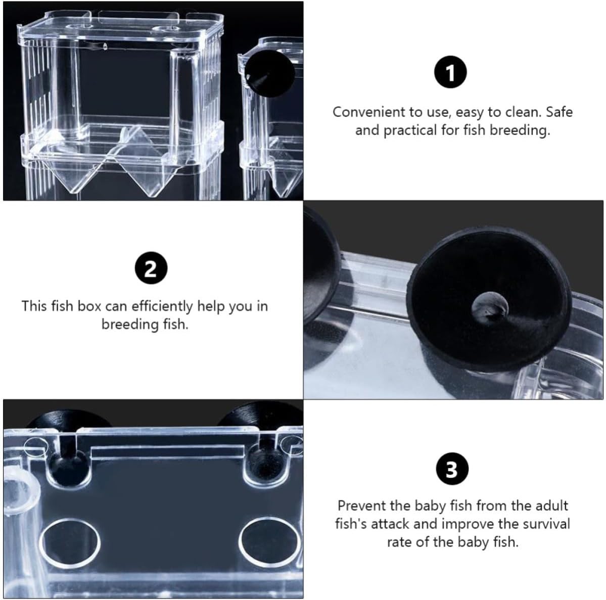 2pcs Acrylic Fish Tank Divider Box for Fish Breeding with Water Flow Design Aquarium Hatchery Incubator Suitable for Tank and Separation