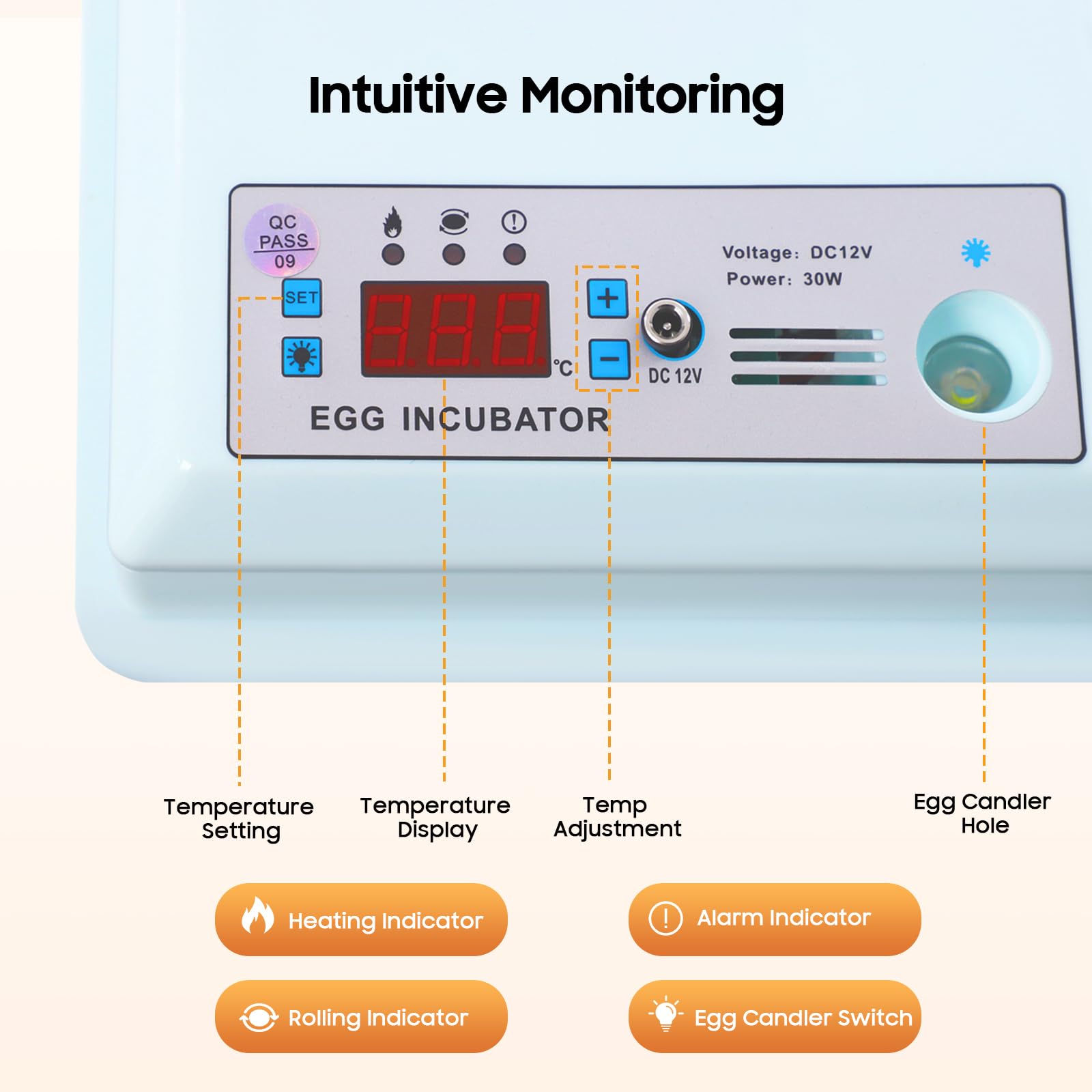 Incubateur automatique pour 16 œufs de poule et d'oiseaux, 3 en 1