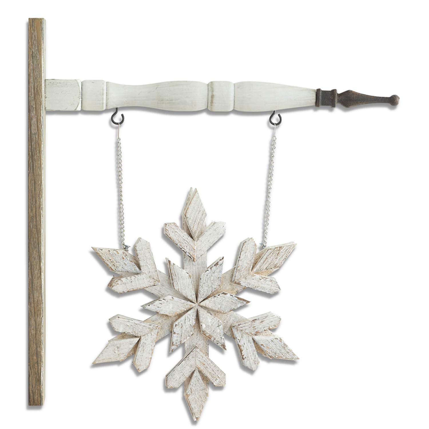 K&K Interiors54688A 11 Inch Whitewash Double Sided Wood Snowflake Arrow Replacement, White