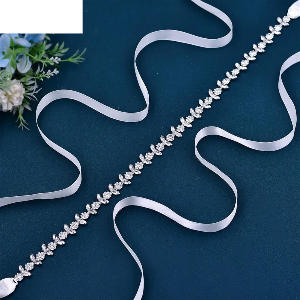 Cinturón de novia fino para vestido de novia, cinta plateada para vestidos de novia