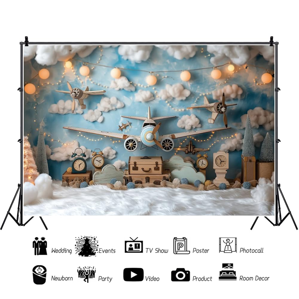 3x2m Pilota Ragazzo Compleanno Sfondo Volo Sogno Blu Cielo Bianco Nuvola Bambino Doccia Fotografia Sfondo Neonato Bambini Ragazza 1 ° Festa di Compleanno Sfondi Decorazione Foto Prop