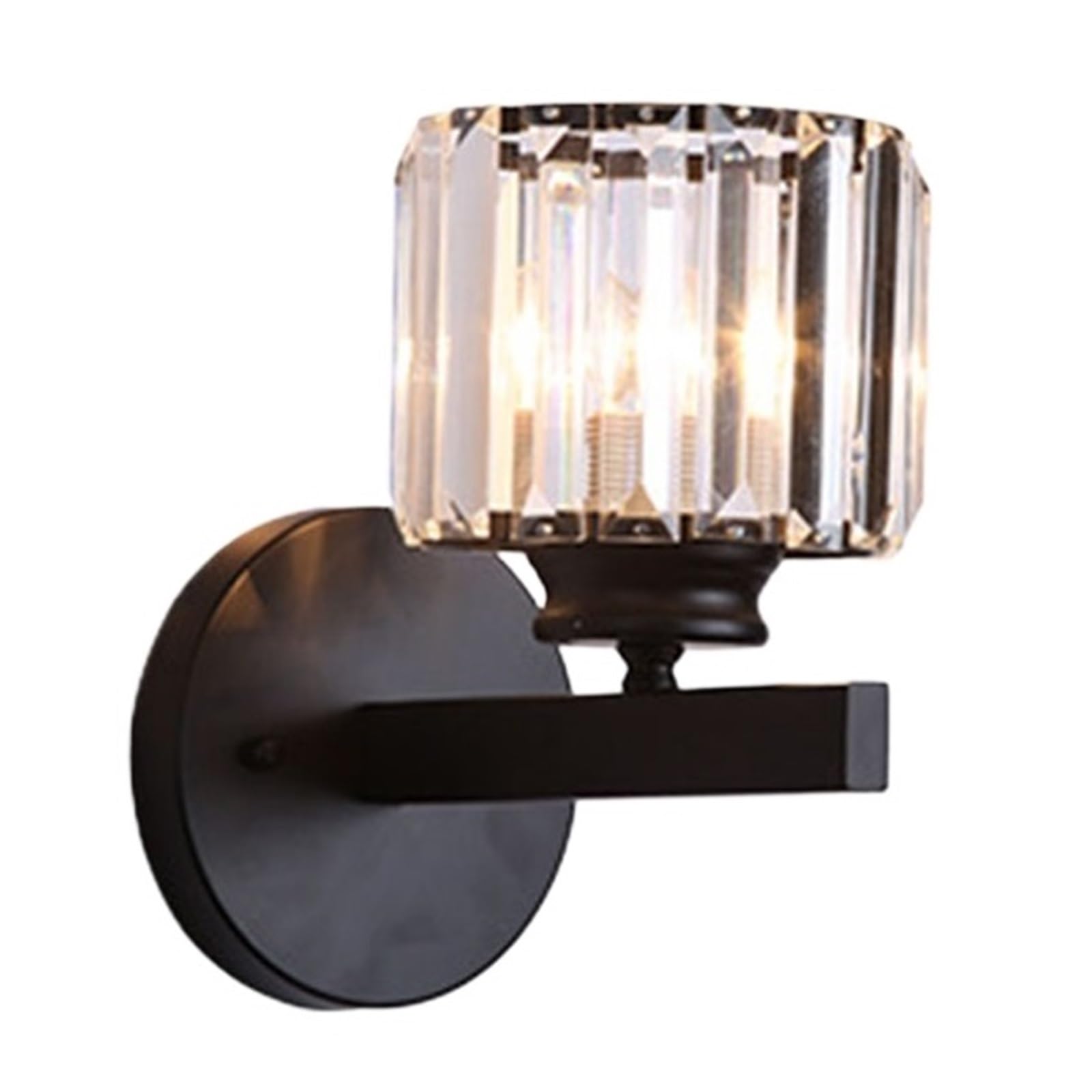 Nowoczesna Prosta Kwadratowa Kryształowa Kinkiet Sypialnia Salon Gabinet Cylindryczne Oświetlenie Wewnętrzne Led Do Wystroju Domu Jasne śWiatłA(Nature White,Cylinder black)