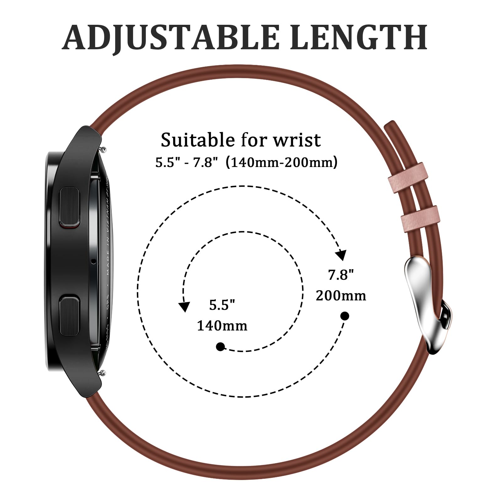 Leather Strap for Garmin Vivoactive 4s, Venu 3s/2s, Forerunner 255s/265s, Vivomove 3s - Image 3