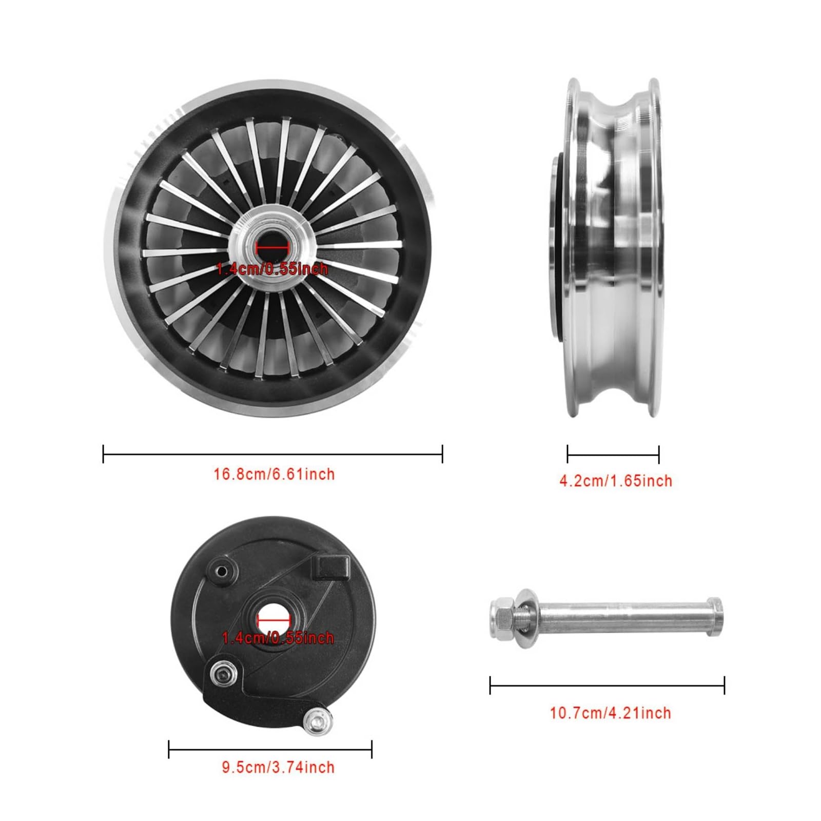 Scooter Wheel Hub Mozzo Ruota Anteriore Assemblato Ruota Anteriore Asse Tamburo Freno Integrati Materiale Lega di Alluminio E Acciaio Sostituzione