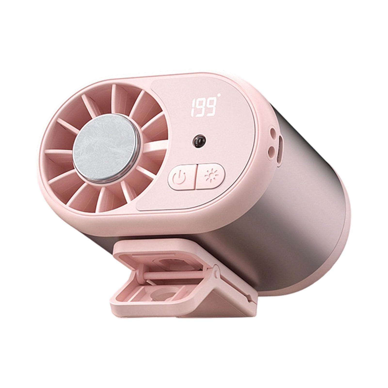 Mekalero Compact Cooling Fan with 199-Speed Control, LED Display, Aluminum Alloy Body and Charging Cable for Travel Cooling Fan Wearable Rechargeable Desk Charging Cable