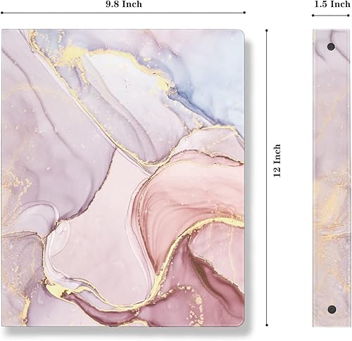 Vista 22 de WAVEYU Bonita carpeta de 3 anillos de 1 pulgada con bolsillos interiores tamaño carta para suministros de oficina escolar, flor gris