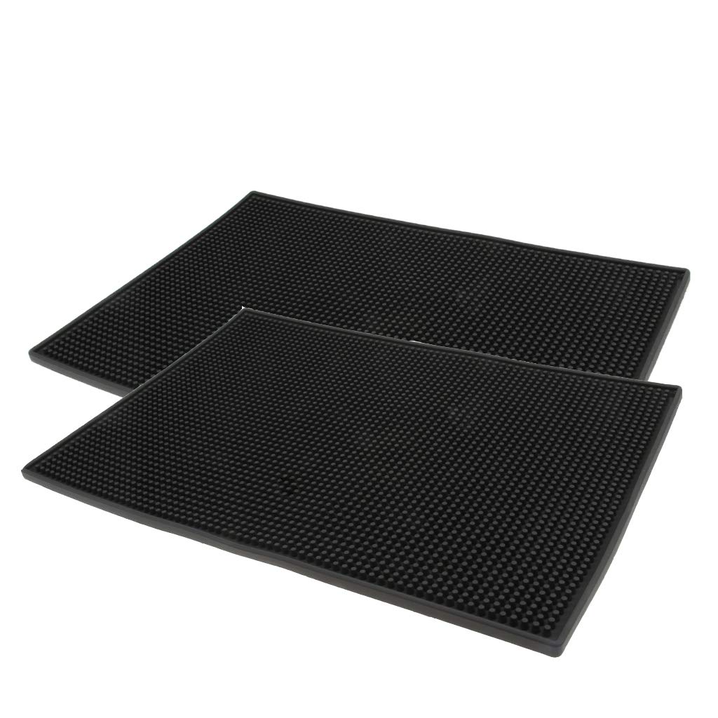 D DOLITY 2 Pcs Heavy Duty Rubber Bar Mats Black, 6 x 12 inch, Heat Resistant