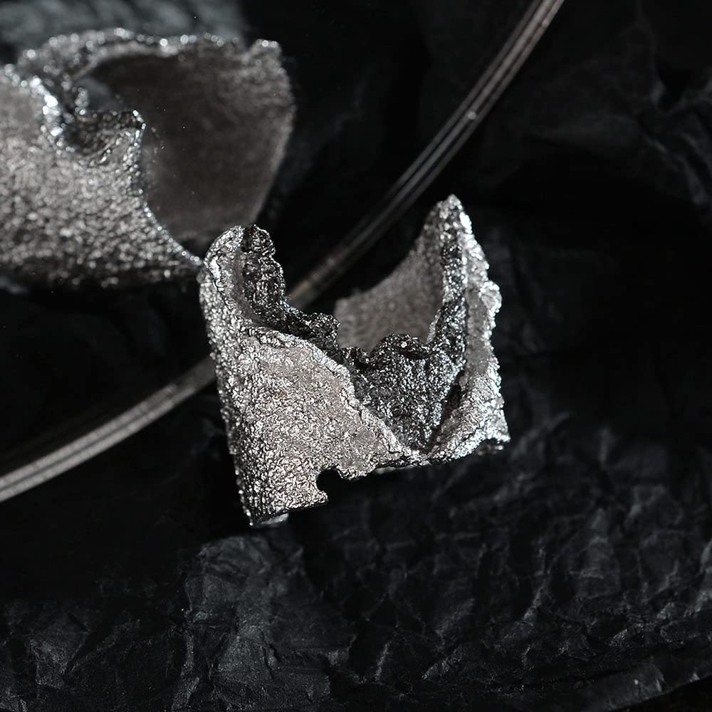HGJH Anello in Argento Sterling 925,Anelli Regolabili per Donna Bicolore Grosso Argento Sterling 925 Esagerazione Punk Anelli di Eternità FEDI Nuziali Anelli di Promessa per Ragazze Signore