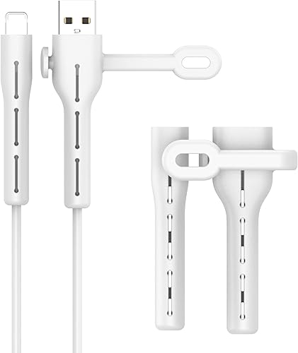 2 pares de protectores de cables para iPhone, iPad, organizador de gestión de cables, protector de cables, protector de cable para agrupar y
