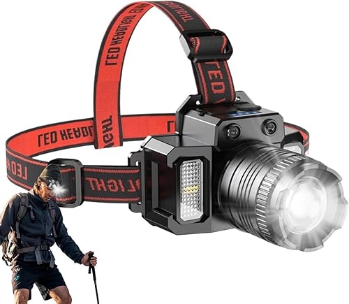 Linterna frontal LED, luz frontal recargable con 5 modos, luz LED portátil para exteriores, faros delanteros alimentados por batería para