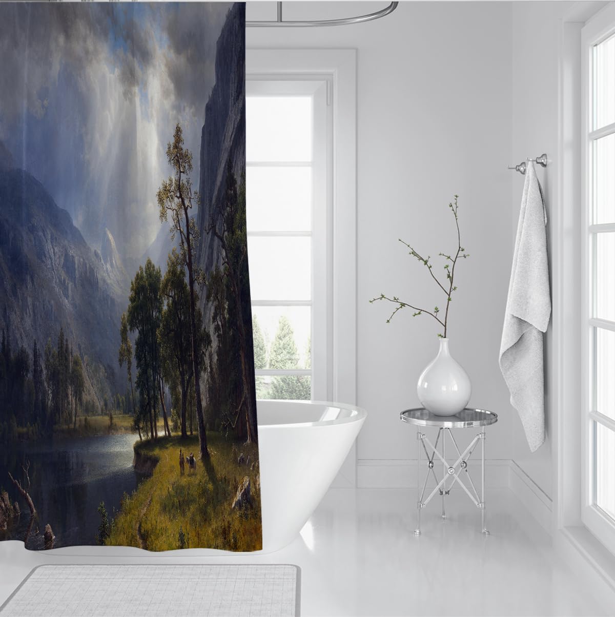 Dolina jeziora krajobraz zasłona prysznicowa do łazienki 180x200cm