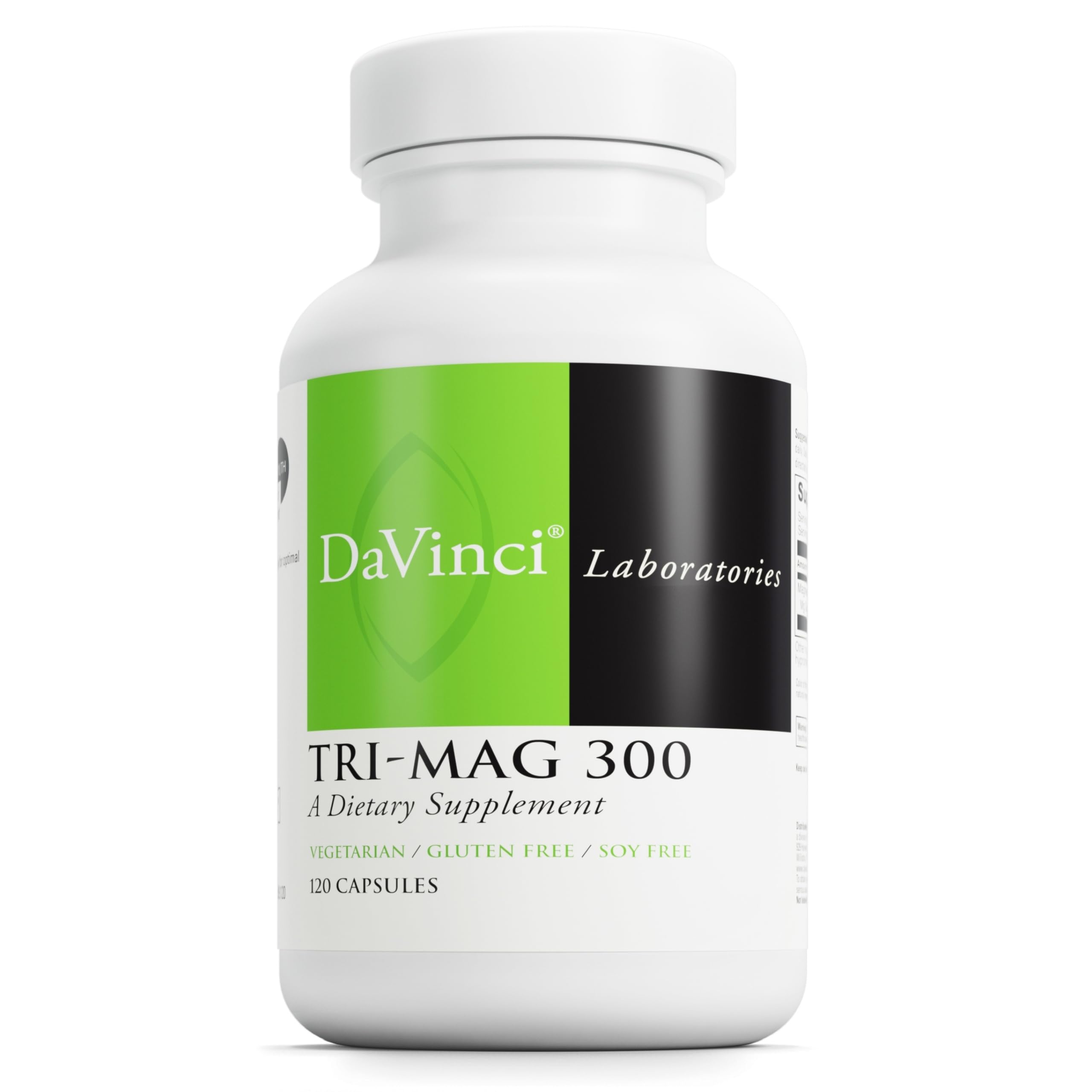 DAVINCI Tri-Mag 300 - Triple Complex with Magnesium Glycinate, Taurinate & Malate - Calm Magnesium Supplement for Sleep - Nerve Support Formula - 120 Capsules (30 Servings)