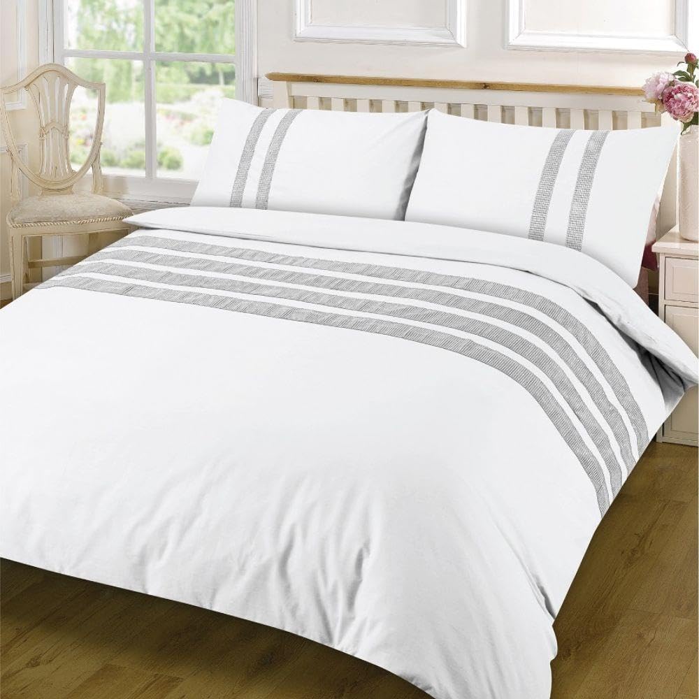 Kampala Hill Lace Dia Duvet Cover Set Luxury Super King White Bedding Set 100% Egyptian Cotton Percale 200 Thread Count