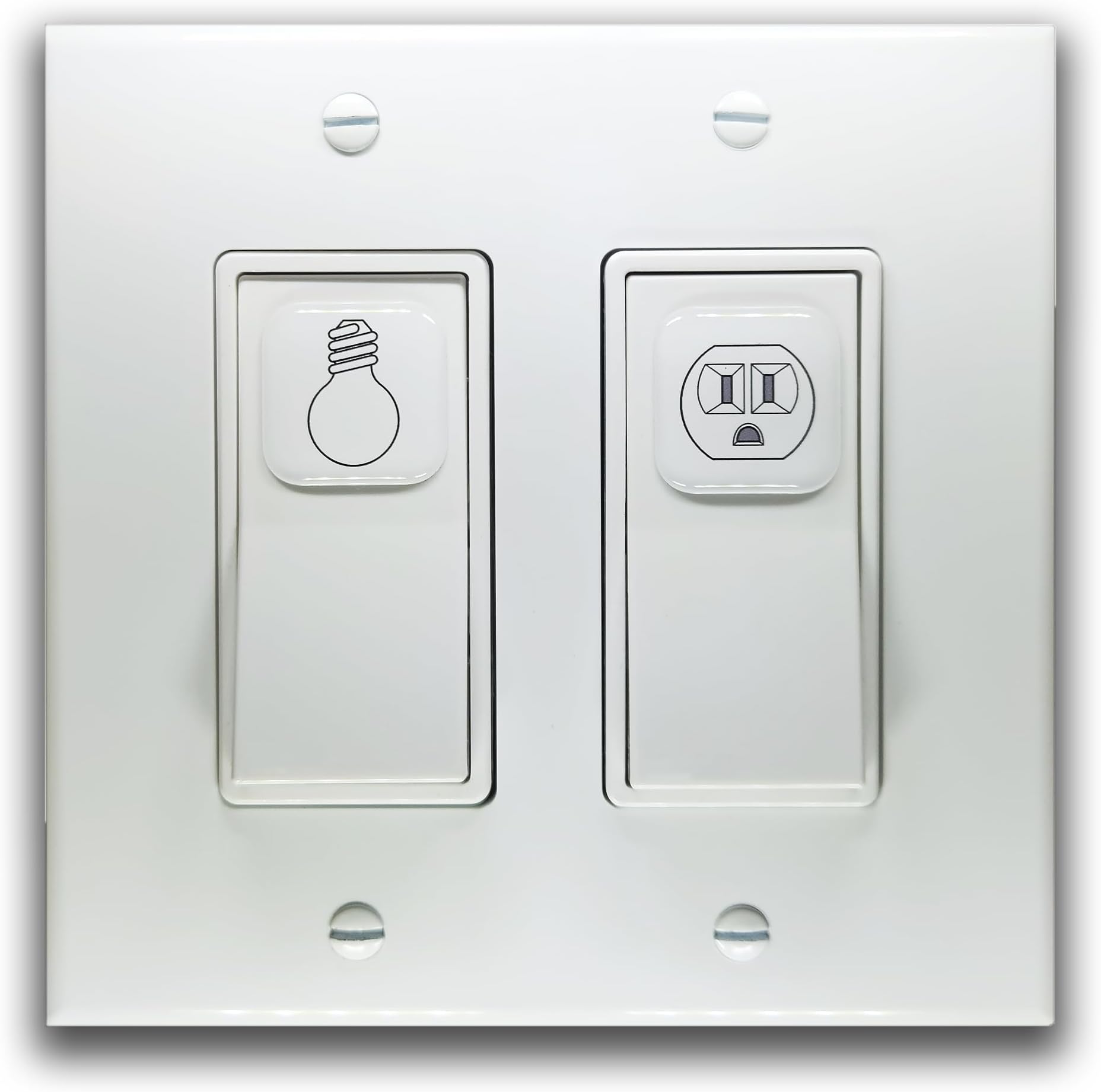 Visual Light Switch Sticker Labels - Bedroom & Bathroom Theme, White, 2D Design, 24PCS