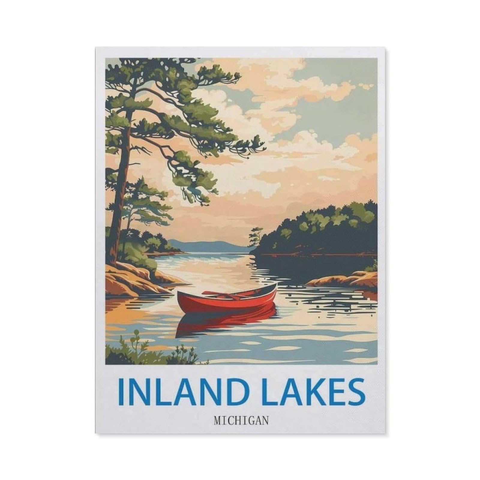 Inland Lakes Michigan，Tin Signs Gift Funny Vintage Metal Sign Plaqu Poster Wall Art Pub Bar Kitchen Garden Bathroom Home Decor(20x30cm）8x12 inch-EC70