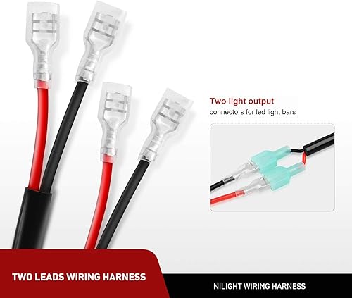 Miniatura 3 de Nilight Kit de extensión de arnés de cableado de 2 piezas de 16 AWG, ayuda a 1 arnés de cables para conectar 2 barras de luz LED todoterreno, color