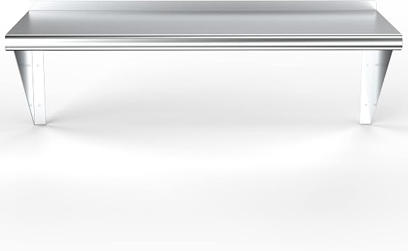 KPS Stainless Steel Wall Shelf 12 x 36 NSF Certified Commercial Kitchen Shelf with Wall Mount Brackets for Restaurant or Food Truck Use
