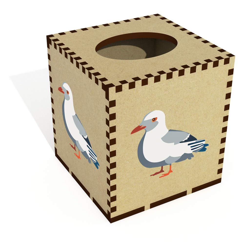 Square 'British Seaside Seagull' Wooden Tissue Box Cover (TB00058692)