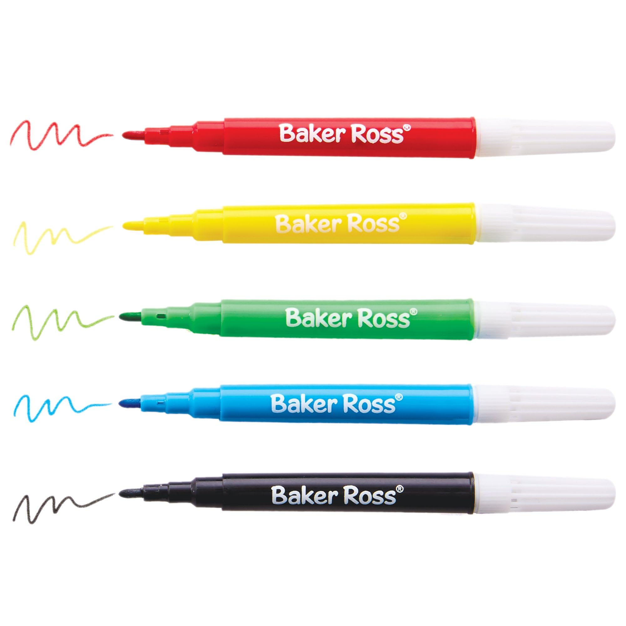 Baker Ross FX391 Mini Fibre Tip Pens - Pack of 8, Colouring and Drawing Pens for Kids, Party Bag Fillers, Childrens Party Favours