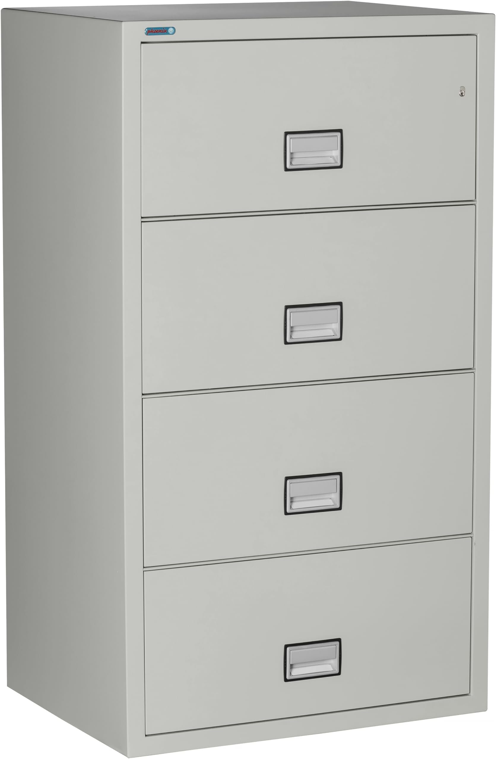 31 inch Wide 4-Drawer Lateral Fireproof File Cabinet – Legal and Letter Size Filing – Key Lock – Water Resistant – Fire Safe and Impact Rated – Light Gray Finish – Model LAT4W31LG