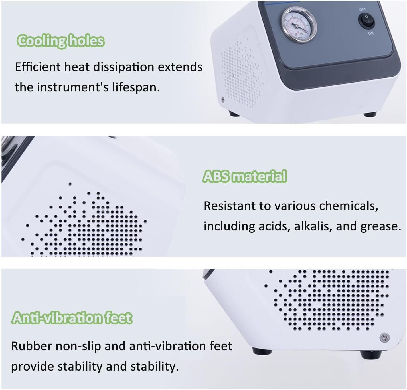 Lab Vacuum Pump, Oil Free Diaphragm Vacuum Pressure Pump, Single/Dual Pressure Mode, Max Vacuum 0.09MPa, wi/Vacuum Hose Φ6, for Filtration (15)