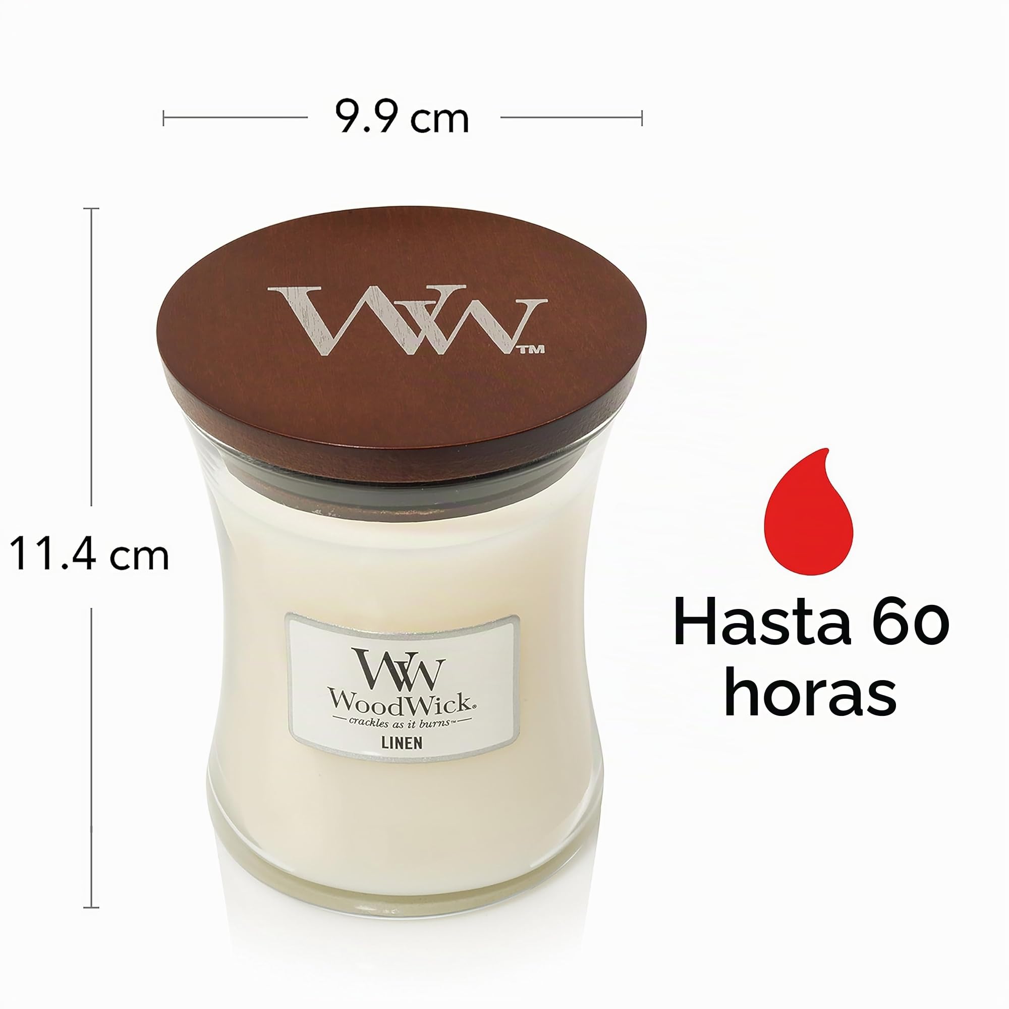 WoodWick Vela perfumada con mecha crepitante | Vela Mediana Linen | Hasta 20 horas de tiempo de combustión | Regalo ideal para mujer