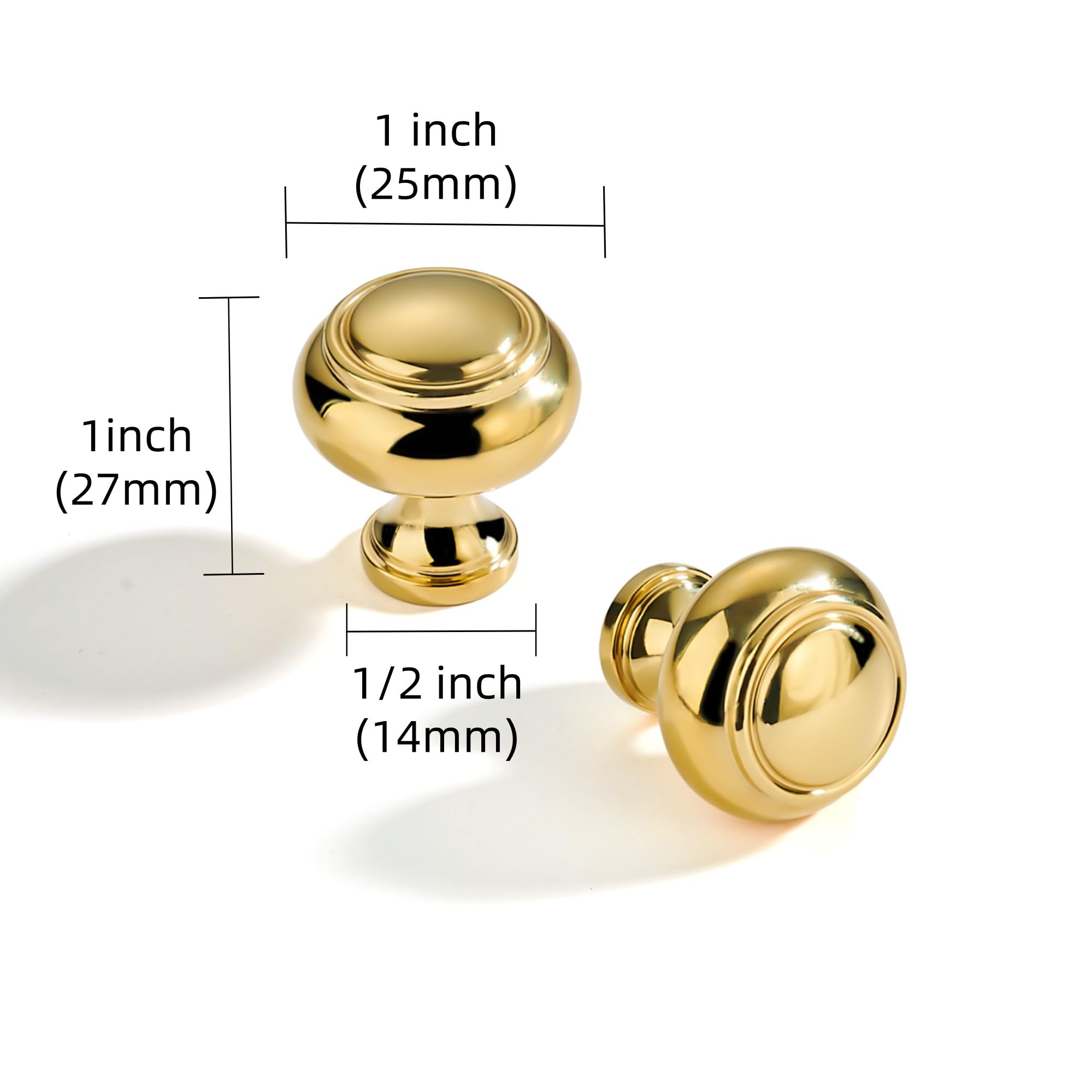 KHTUMEWARE-SB459 Solid Brass Round Knob, Unlacquered Brass, 1 in (25 mm), 5-Pack in Unlacquered Brass — KHTUMEWARE