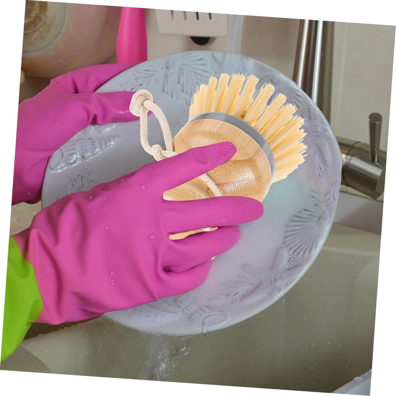 Cabilock Lightweight Dish Washing Brush 2 Pack Reusable Scrubbers for Cleaning Dishes Sink Brush