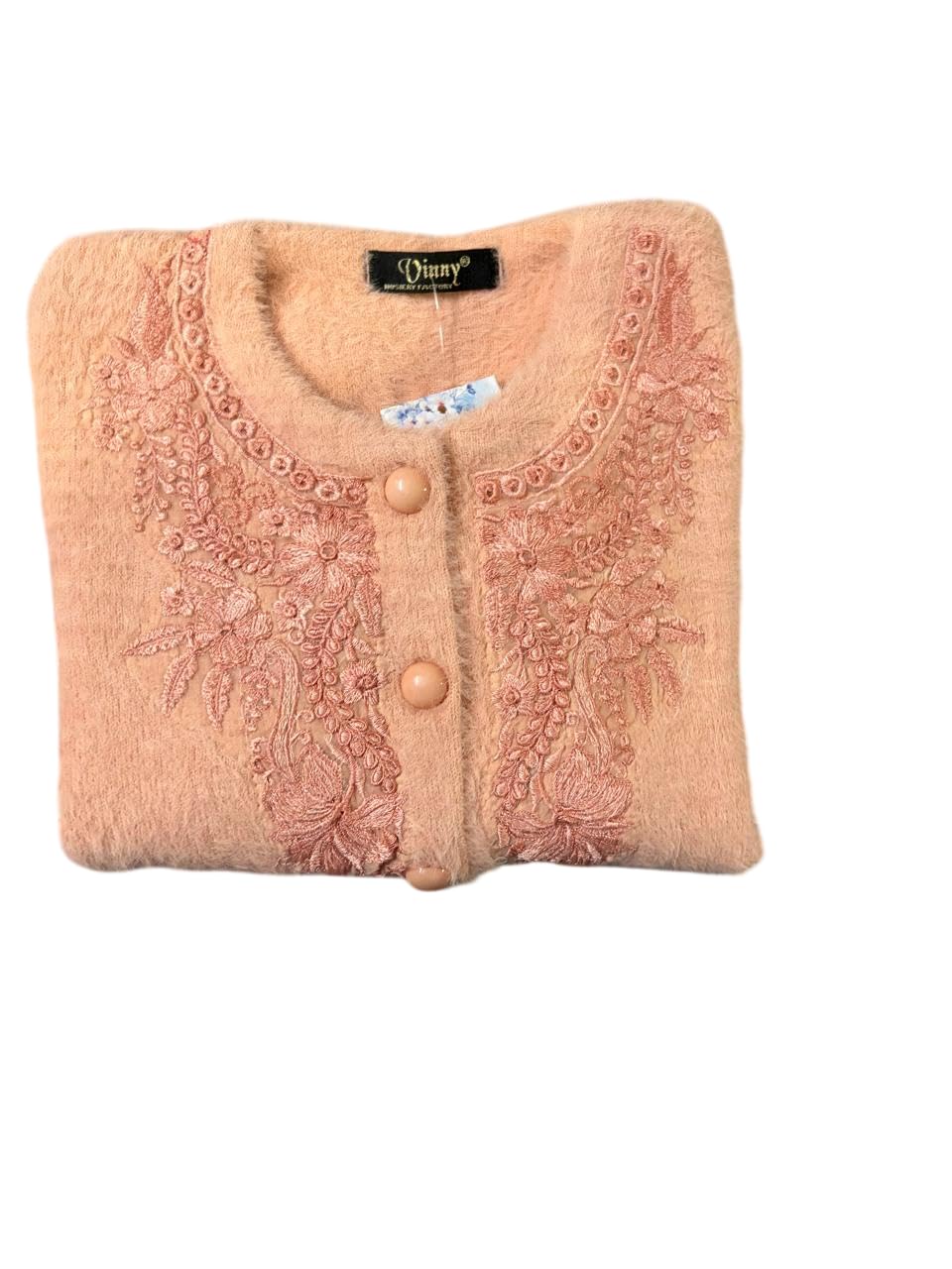 Women's Embroidered Crop Cardigan | Soft Knit Button-Front Full Sleeve Sweater | Floral Embroidery Winter Shrug for Western & Ethnic Wear-image-47