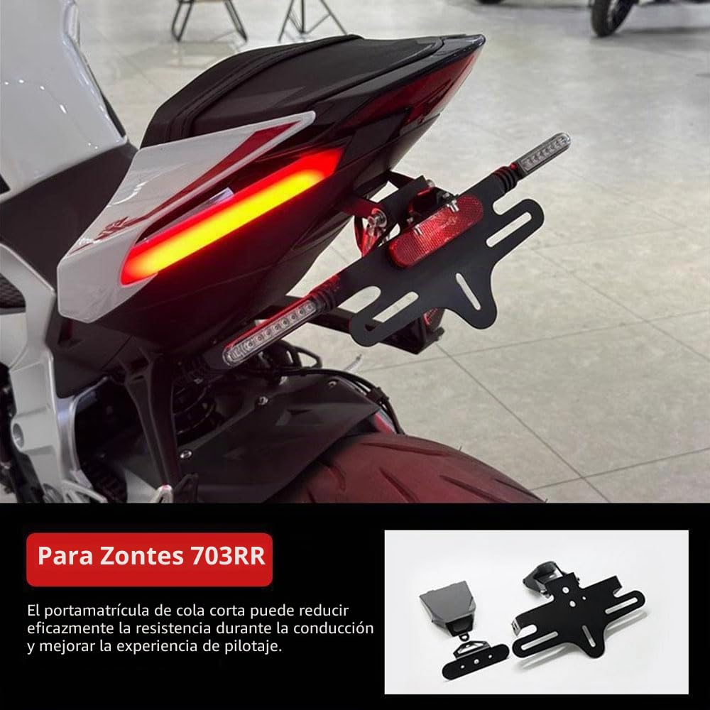 Portamatrículas de motocicleta Soporte de matrícula ajustable con luz LED para Zontes 703RR 703 RR
