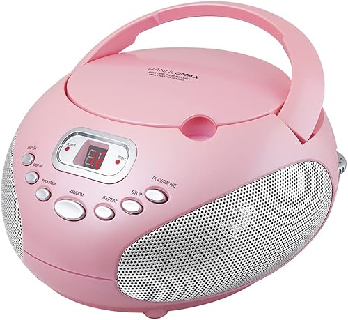 HANNLOMAX HX-319CD - Boombox portátil de CD, radio AMFM, pantalla LED, conector auxiliar, fuente de alimentación dual de CACC (rosa) HANNLOMAX HX-319CD - Boombox portátil de CD, radio AMFM, pantalla LED, conector auxiliar, fuente de alimentación dual de CACC (rosa)