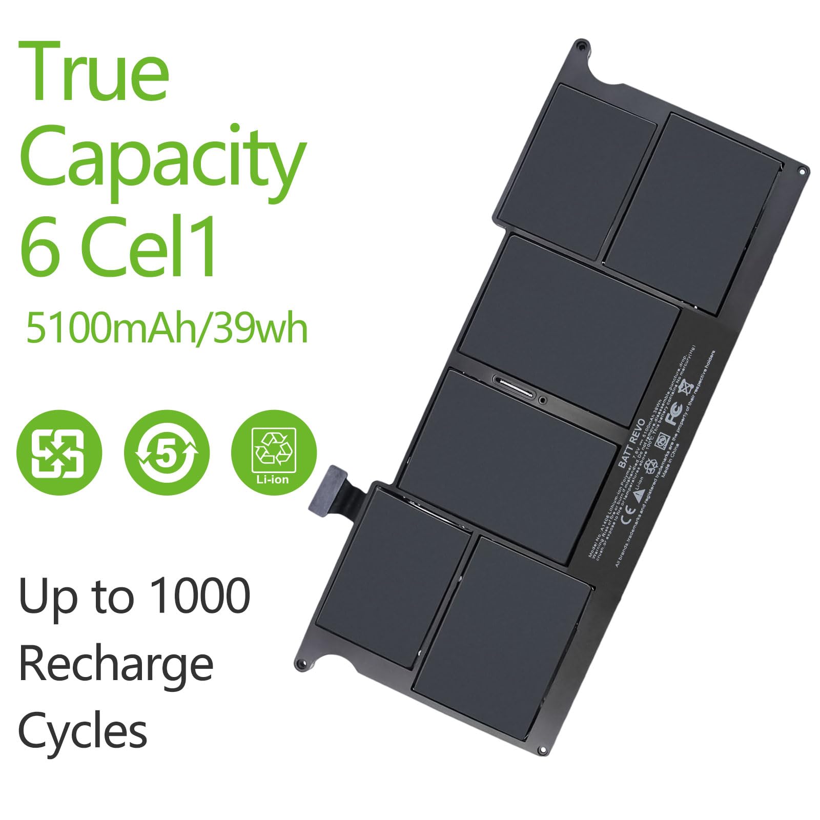 BATTREVO Batteria A1406 5100mAh Per MacBook Air 11” A1370 A1465 A1495 (Metà 2011-2015)