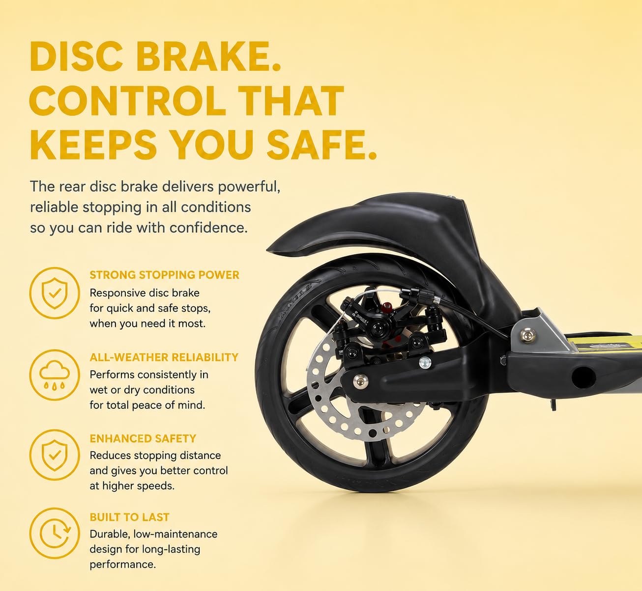 Kick Scooter - Patinete plegable de 2 ruedas para niños de 8 a 12 años, adolescentes y adultos, manillar ajustable, ruedas grandes de poliuretano de 200 mm, frenos de disco y pie, correa