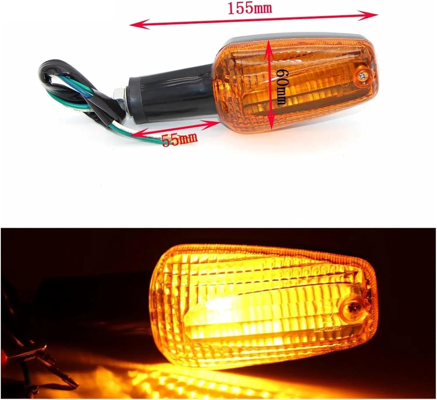 Generic Mini uniwersalne wskaźniki Dla Honda VTEC 2 2 szt. 3 przewody przednie kierunkowskazy motocyklowe bursztynowa lampa