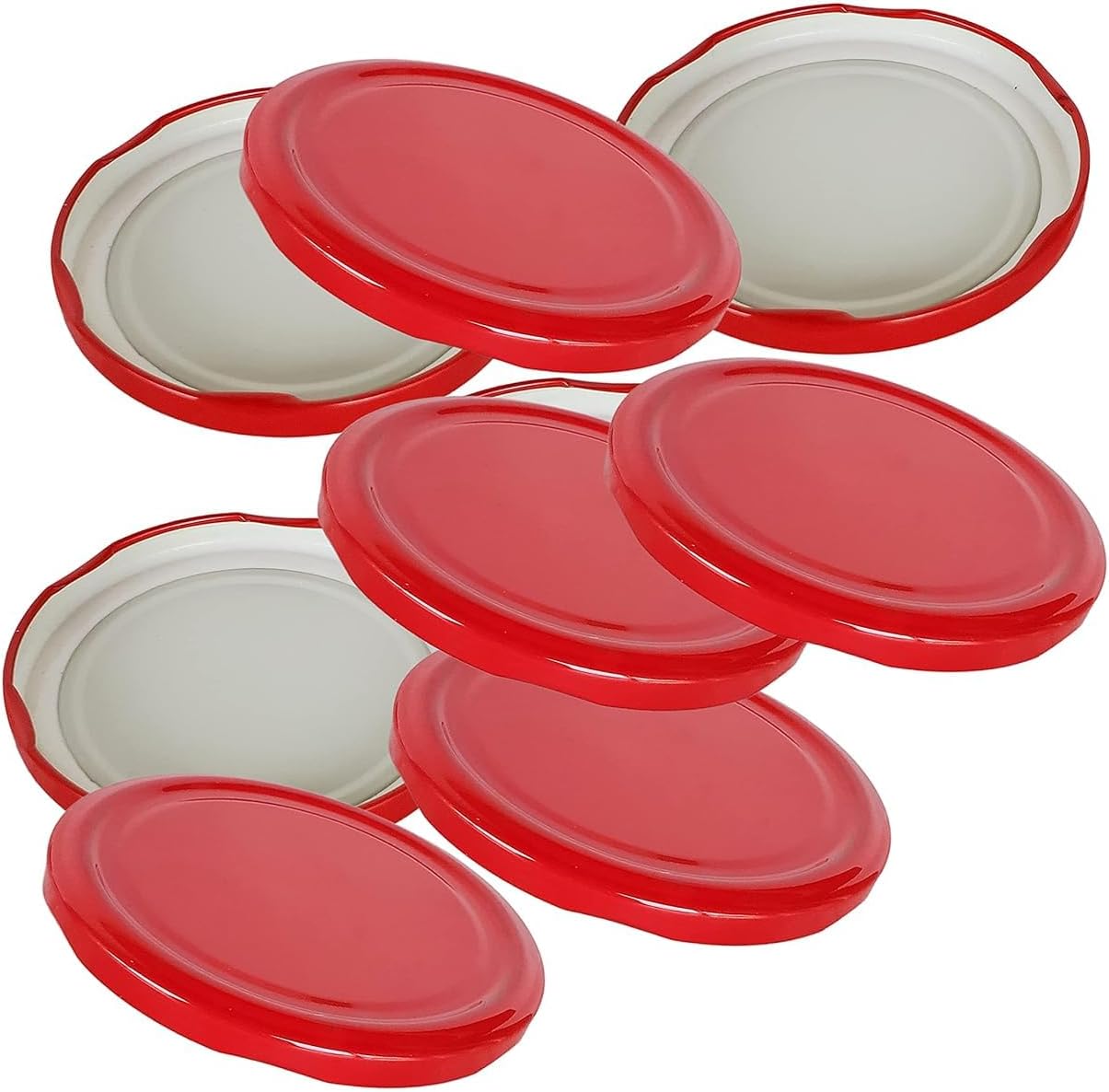 Pure Source India Metal Lug Cap Lid For Glass Jar, 12 Pieces, 63 mm, Red