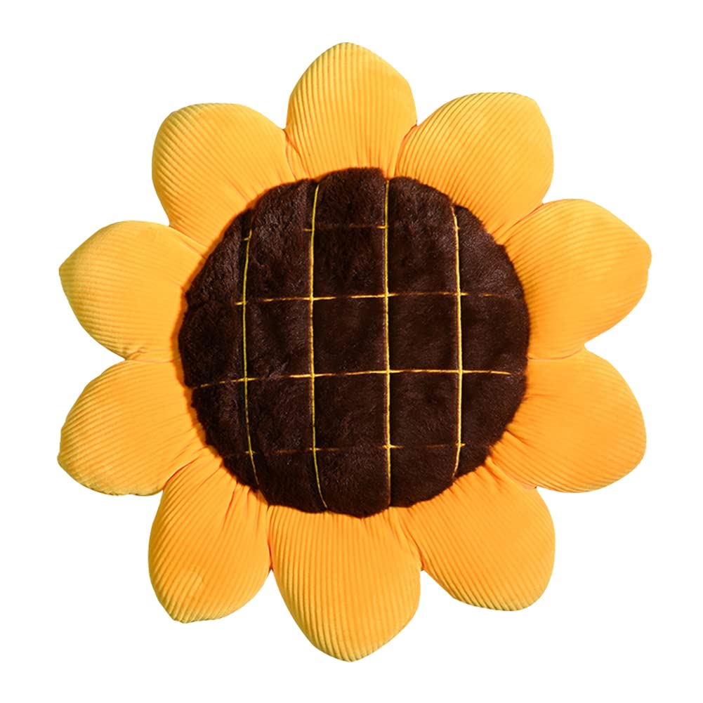 BYNYXI Sonnenblumenkissen, 68cm Bodenkissen für Kinder Sofa Stuhlkissen Sonnen Kissen Blumenform Rund Blumenkissen Baby Dekokissen für Kinderzimmer Sitzkissen Weiche Plüschkissen,38cm/48cm/68cm