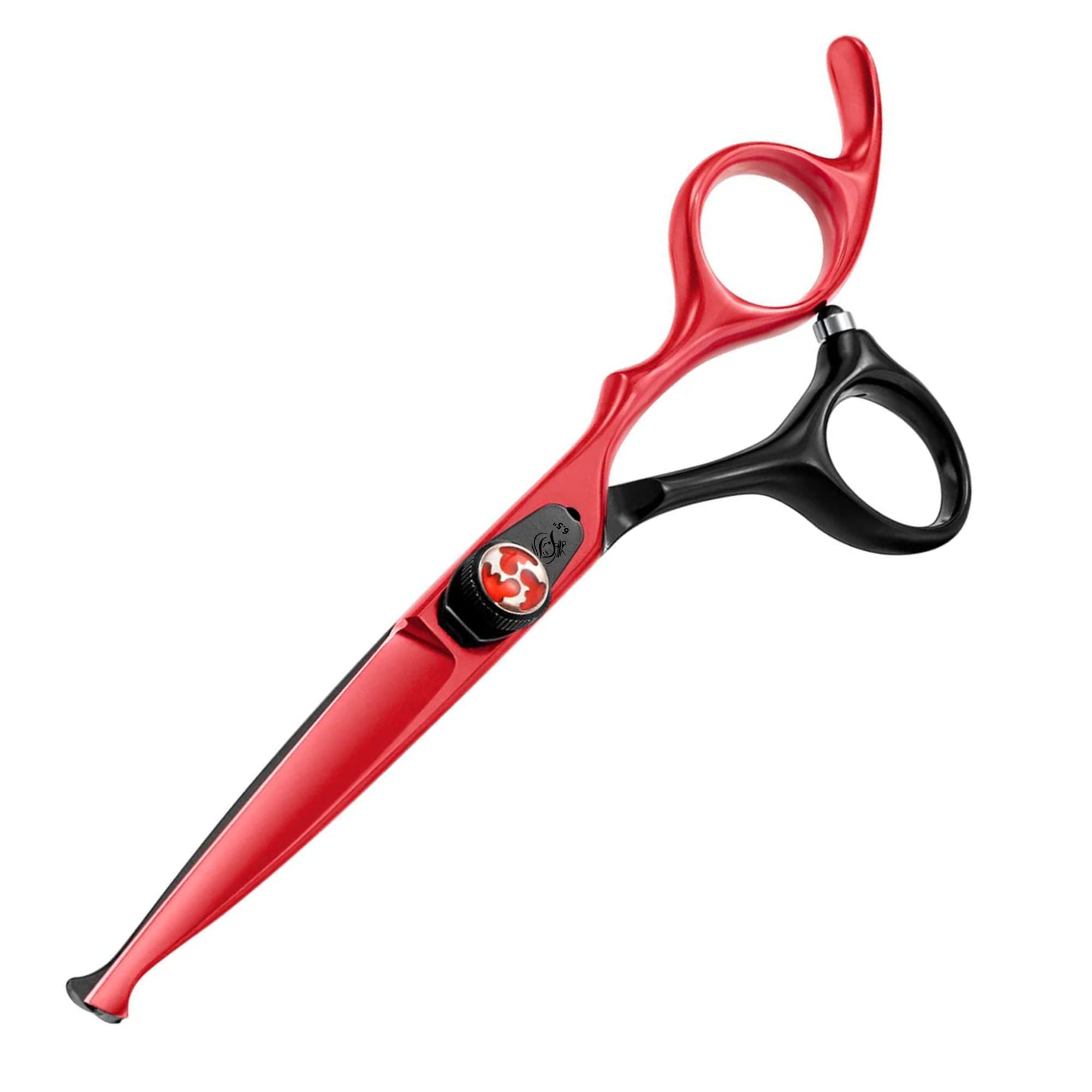 wishbeauty - Tijeras de peluquería para niños, puntas redondas y curvas, tijeras de corte de pelo para niños, tijeras profesionales de peluquería para bebés (tijeras rojas y negras de 6.5 pulgadas)