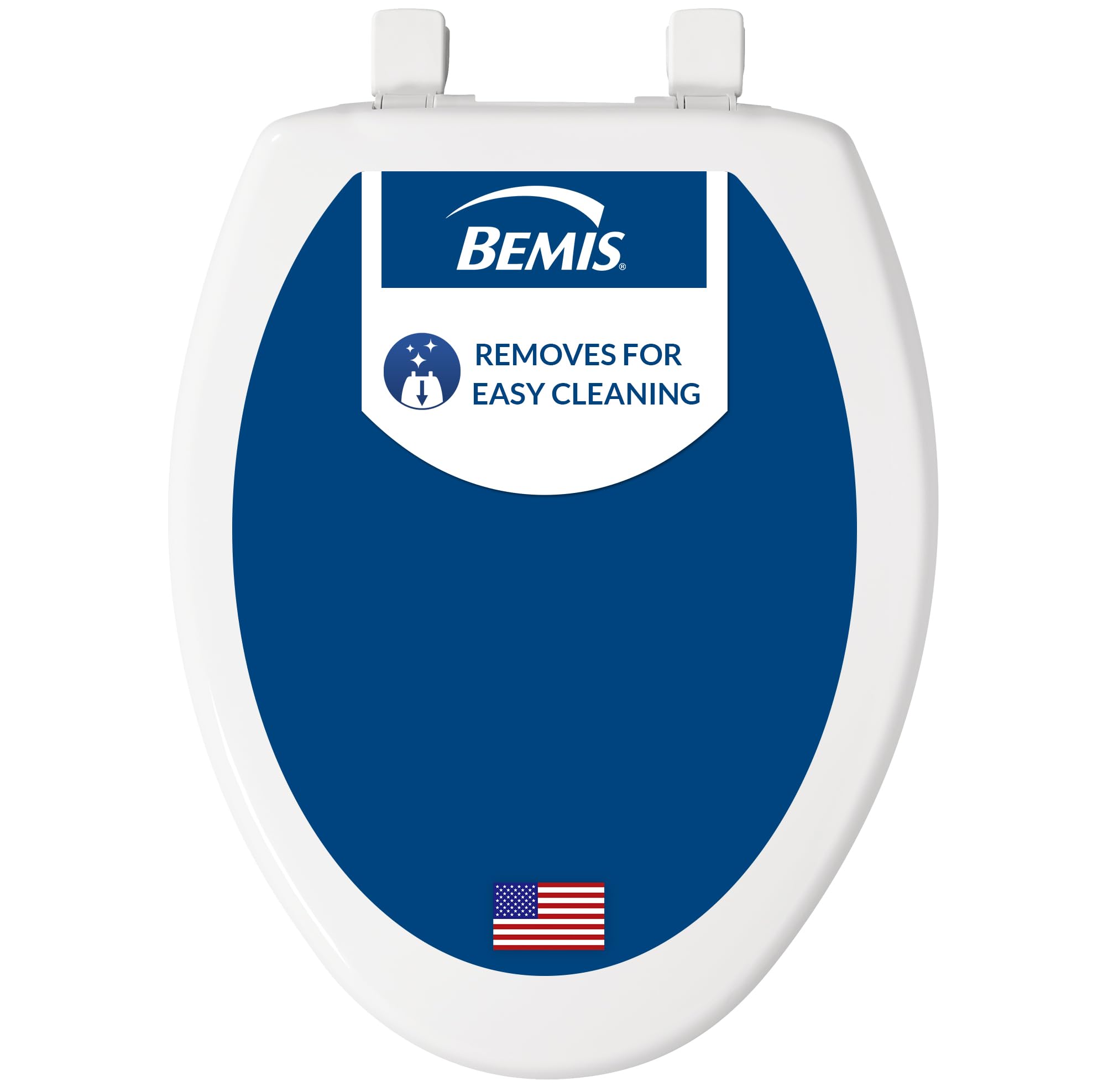 Bemis 7300SLEC Slow Close Toilet Seat, Easy Clean Hinges and Durable Plastic Seat, Made in USA, Elongated, White